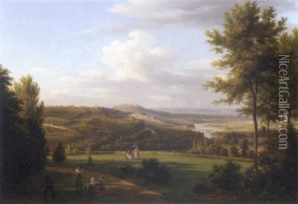 Vue Du Petit Bellevue De St. Cloud, Nr. Vallerienne Oil Painting - Jean Baptiste Gabriel Langlace