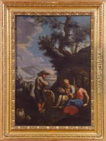 Il Pranzo Dei Pastori Oil Painting - Paolo Monaldi