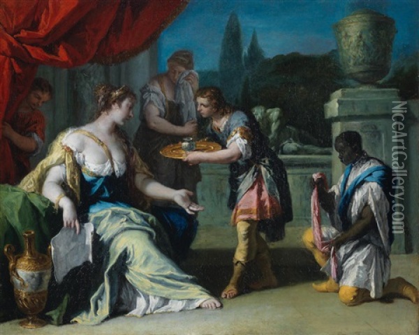 Sofonisba Accepting The Poison Oil Painting - Sebastiano Ricci