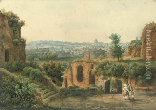 View Of Rome Oil Painting - Franz Knebel