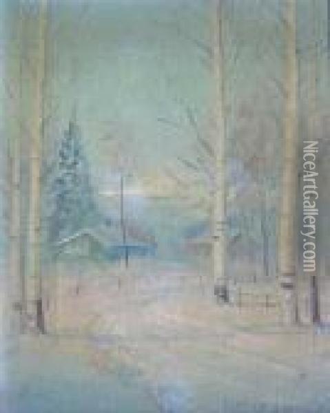 Winter Landscape Oil Painting - Svend Rasmussen Svendsen
