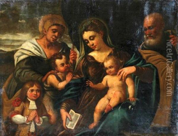 Sacra
Famiglia Con Sant'anna, San Giovannino E Donatore Oil Painting - Gerolamo Ponte Da Bassano