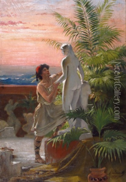 Pygmalion Et Galathee Oil Painting - Auguste Bourotte