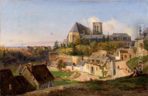 Vue D'une Ville De Basse Normandie Oil Painting - Francois Edme Ricois