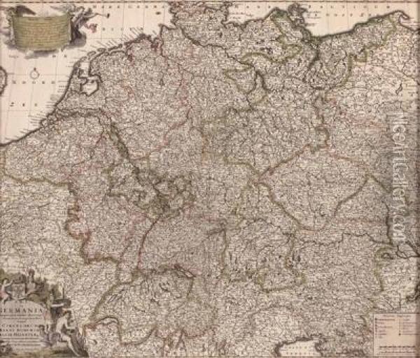 Landkarte Von Deutschland Oil Painting - Frederick De Wit