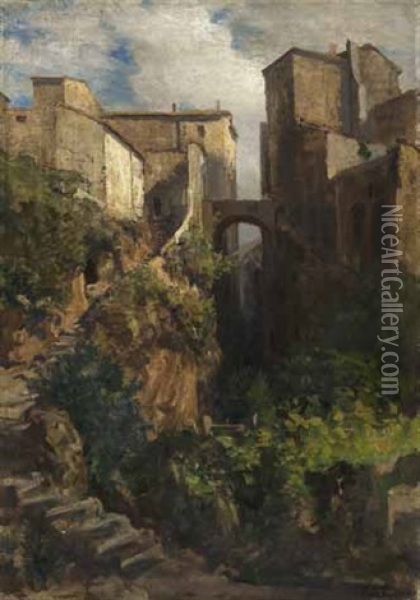 Burgruine In Der Morgensonne Oil Painting - Max Wilhelm Roman