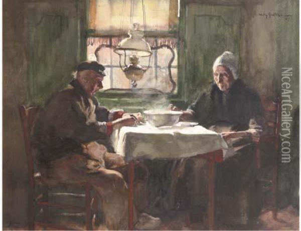 A Peaceful Meal Oil Painting - Willy Sluyters