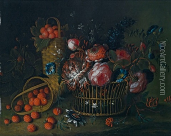 Blumen- Und Fruchtestillleben Oil Painting - Pieter Hardime