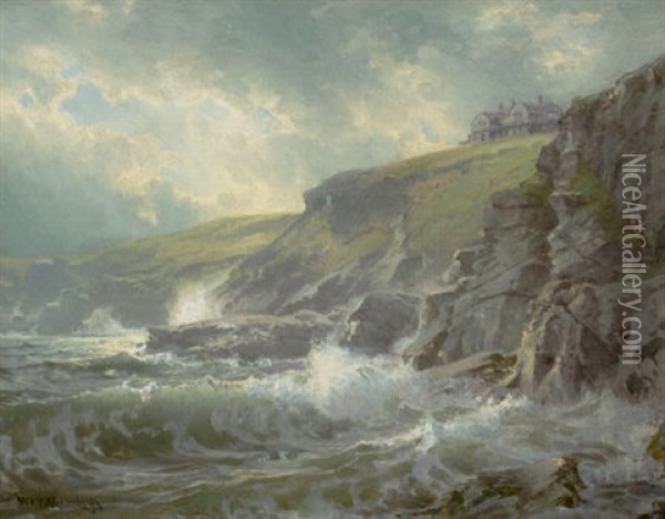 View Of The Artist's Home, Graycliff, Newport, Rhode Island Oil Painting - William Trost Richards