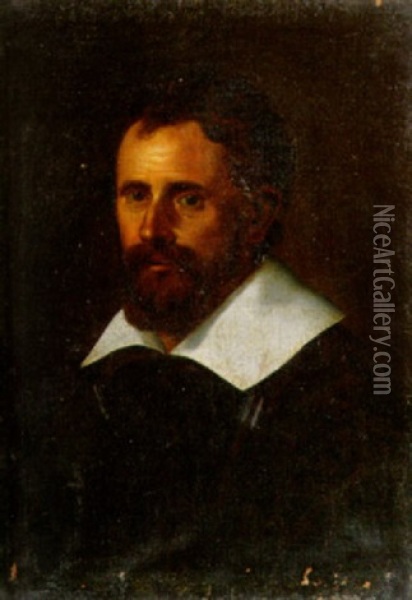 Portrat Eines Bartigen Edelmannes In Dunklem Wams Mit Weisen Kragen Oil Painting - Giovanni Paolo Lolmo