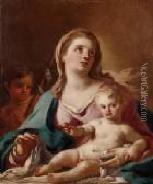 Madonna Con Bambino E S. Giovannino Oil Painting - Francesco Solimena