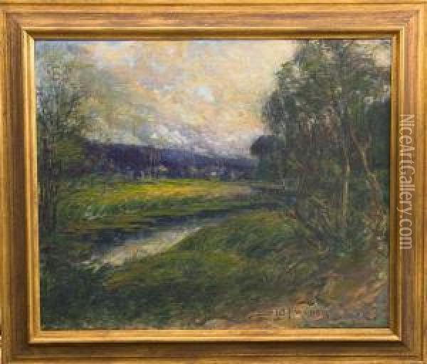 Landscape With Stream Oil Painting - Sidney W. Probert