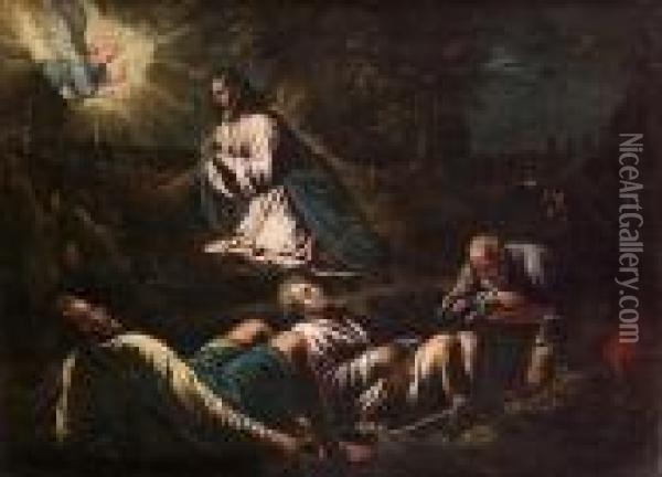 The Agony In The Garden Oil Painting - Jacopo Bassano (Jacopo da Ponte)