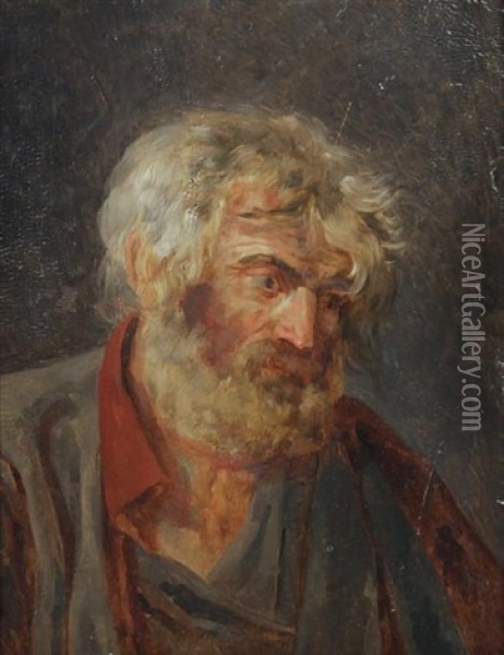 Portrait D'homme Barbu En Buste Oil Painting - Martin Droelling