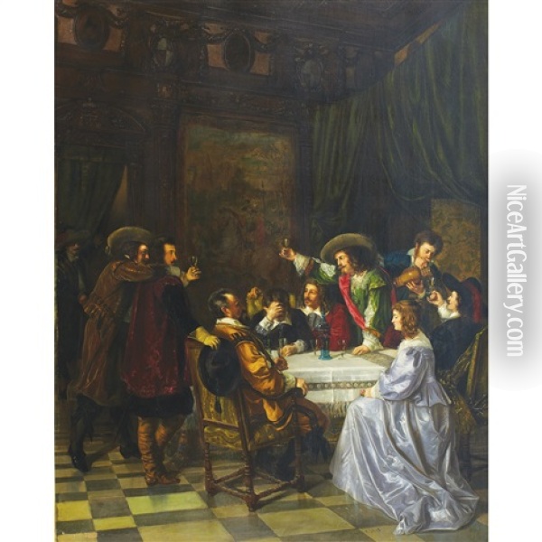Wedding Toast To The New Suitor Oil Painting - Anton Ebert