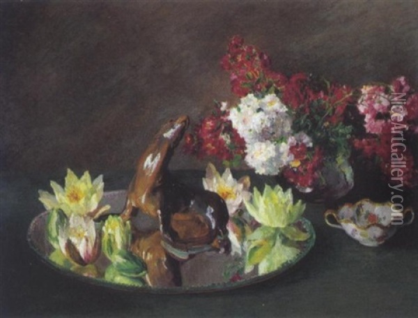 Stilleben Mit Blumen Oil Painting - Eugene Claude