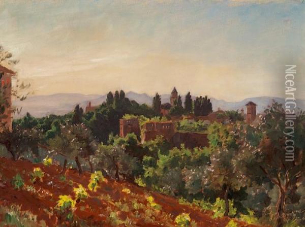 View Of Alhambra Oil Painting - Laurits Regner Tuxen