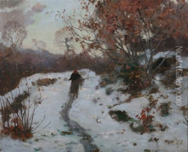 Path In The Snow Oil Painting - Frank C. Penfold