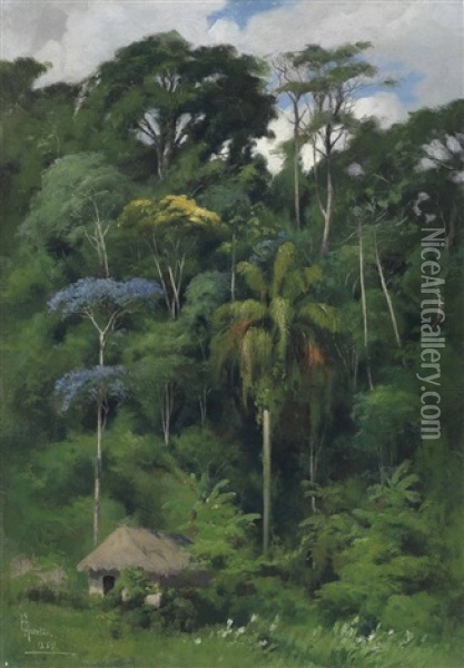 Brazilian Forest Oil Painting - Francisco Aurelio de Figueiredo