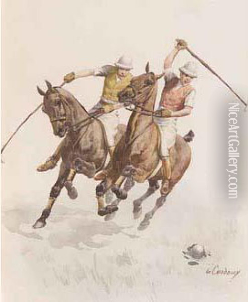 Les Joueurs
 De Polo Oil Painting - Charles Fernand de Condamy
