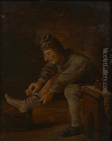 A Figure In An Interior Oil Painting - David The Younger Teniers