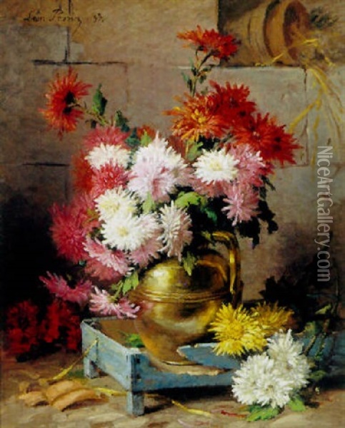 Opstilling Med Blomster Oil Painting - Leon Perrin the Elder