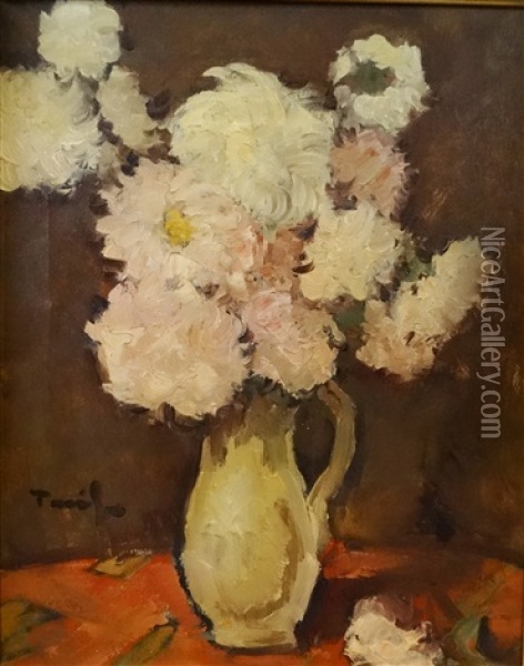 Pot With Chrysanthemums Oil Painting - Nicolae Tonitza