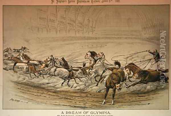 A Dream of Olympia or the Daring Marquis and the Refractory Steed from St Stephens Review Presentation Cartoon 8 January 1887 Oil Painting - Tom Merry