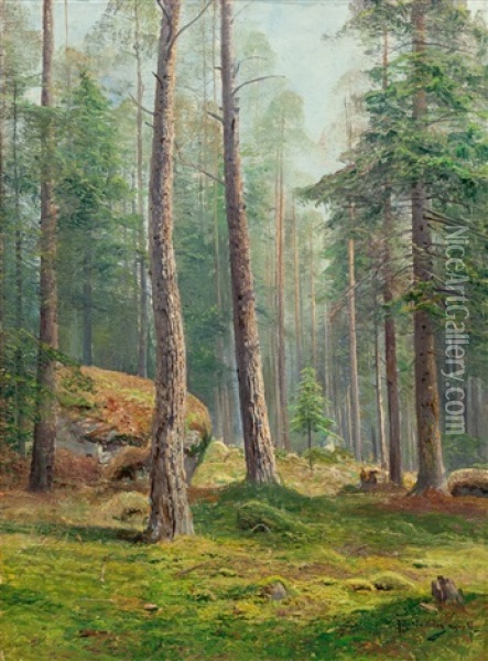 Wooded Landscape Oil Painting - Johan Kindborg