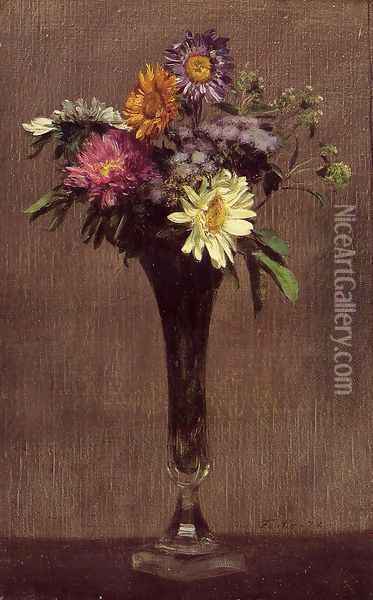 Daisies and Dahlias Oil Painting - Ignace Henri Jean Fantin-Latour