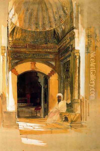 The Entrance to the Turbeh or Tomb of the Sultan Beyazit at Constantinople Oil Painting - John Frederick Lewis