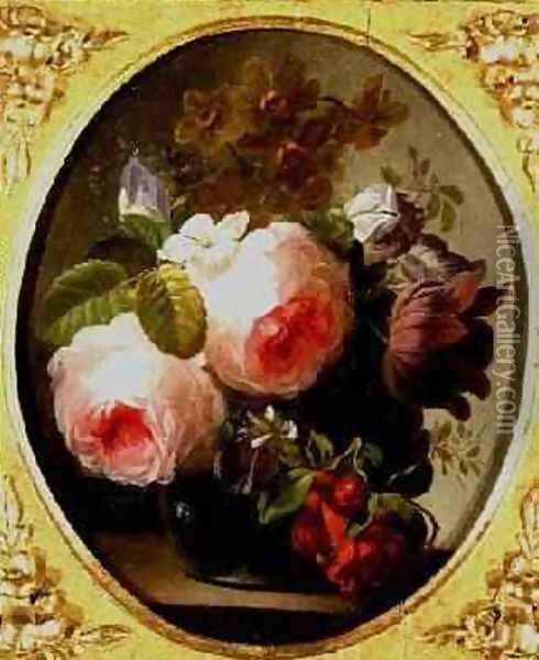 Roses and Other Flowers in a Vase Oil Painting - Jan van Os