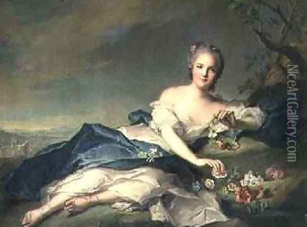 Henrietta Maria of France 1606-69 as Flora 1742 Oil Painting - Jean-Marc Nattier