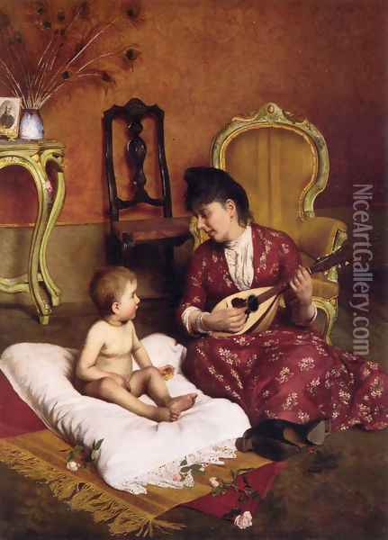 The Lullaby Oil Painting - Luigi da Rios