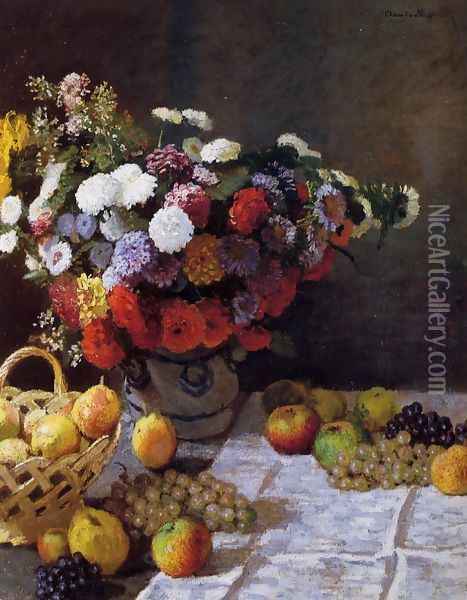 Flowers And Fruit Oil Painting - Claude Oscar Monet
