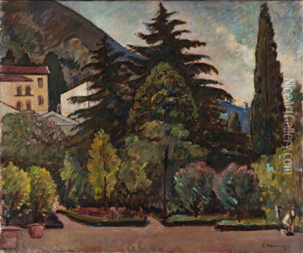 Il Giardino Della Villa Oil Painting - Piero Marussig