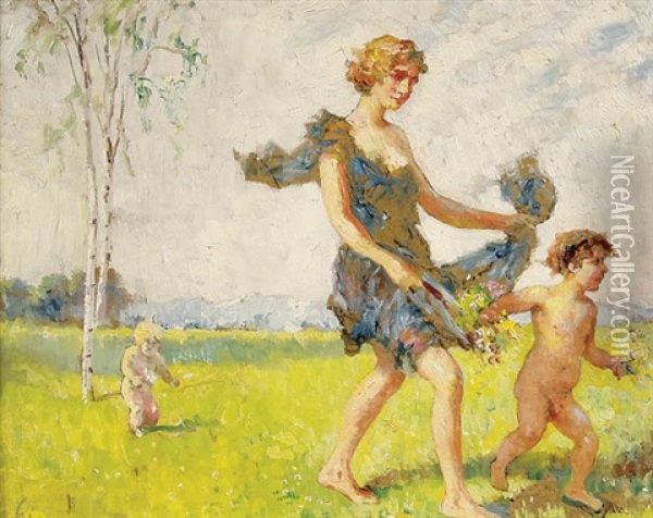 Allegory Of Spring Oil Painting - Franz Paul Maria Guillery