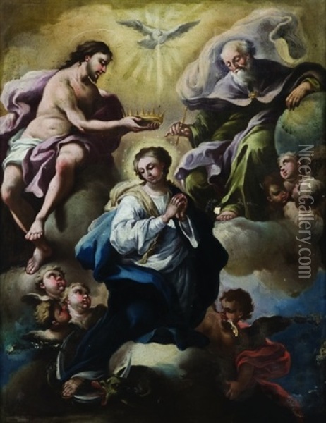 Immacolata Concezione Incoronata Dalla Trinita Oil Painting - Lorenzo De Caro