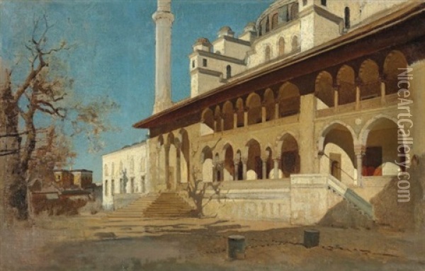 Yeni Cami Mosque, Constantinople Oil Painting - Alberto Pasini