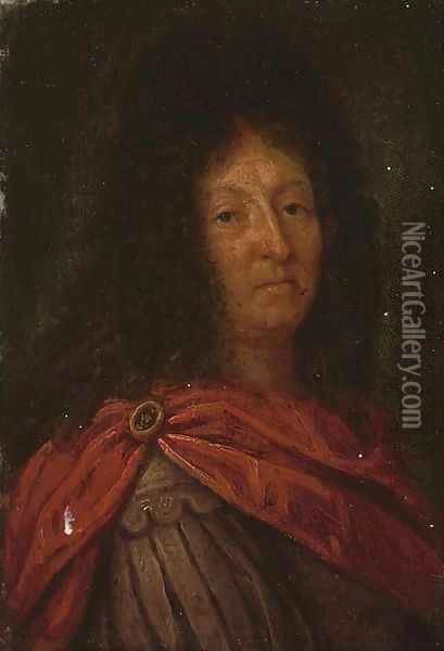 Portrait of a Louis XIV, bust-length Oil Painting - Hyacinthe Rigaud