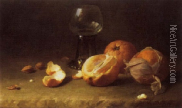 Still Life With Oranges Oil Painting - Josef van de Roye
