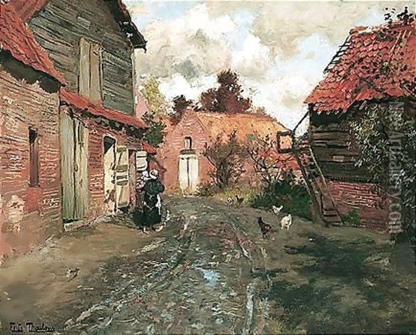 Fransk Landsby (A French Village) Oil Painting - Fritz Thaulow