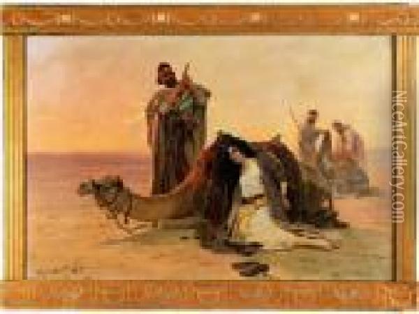 Araber Mit Sklavenmadchen Oil Painting - Otto Pilny