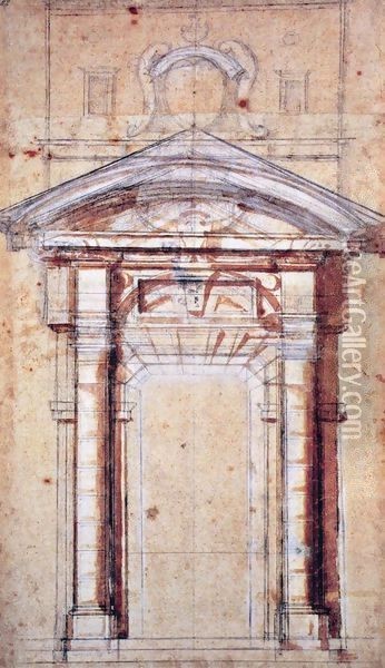 Study for Porta Pia Oil Painting - Michelangelo Buonarroti