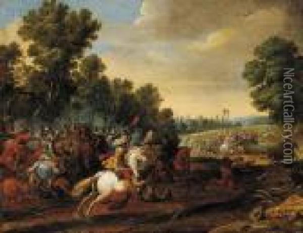 Equestrian Battle Oil Painting - Pieter Meulenaer
