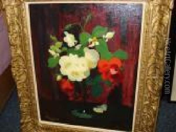 Red And Yellow Roses Oil Painting - James Stuart Park