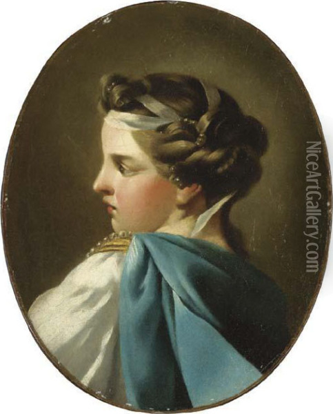 Head Of A Lady Oil Painting - Carle van Loo