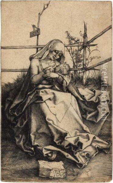 La Vierge Et L'enfant Sur Un Talusd? Oil Painting - Albrecht Durer