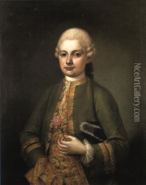Portrait De Stefano Querini, Vetu D'une Veste Verte Et D'un Gilet Brode Oil Painting - Pietro Longhi