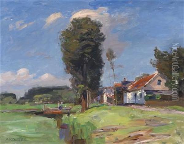 Dutch Canal Oil Painting - Alexander Max Koester